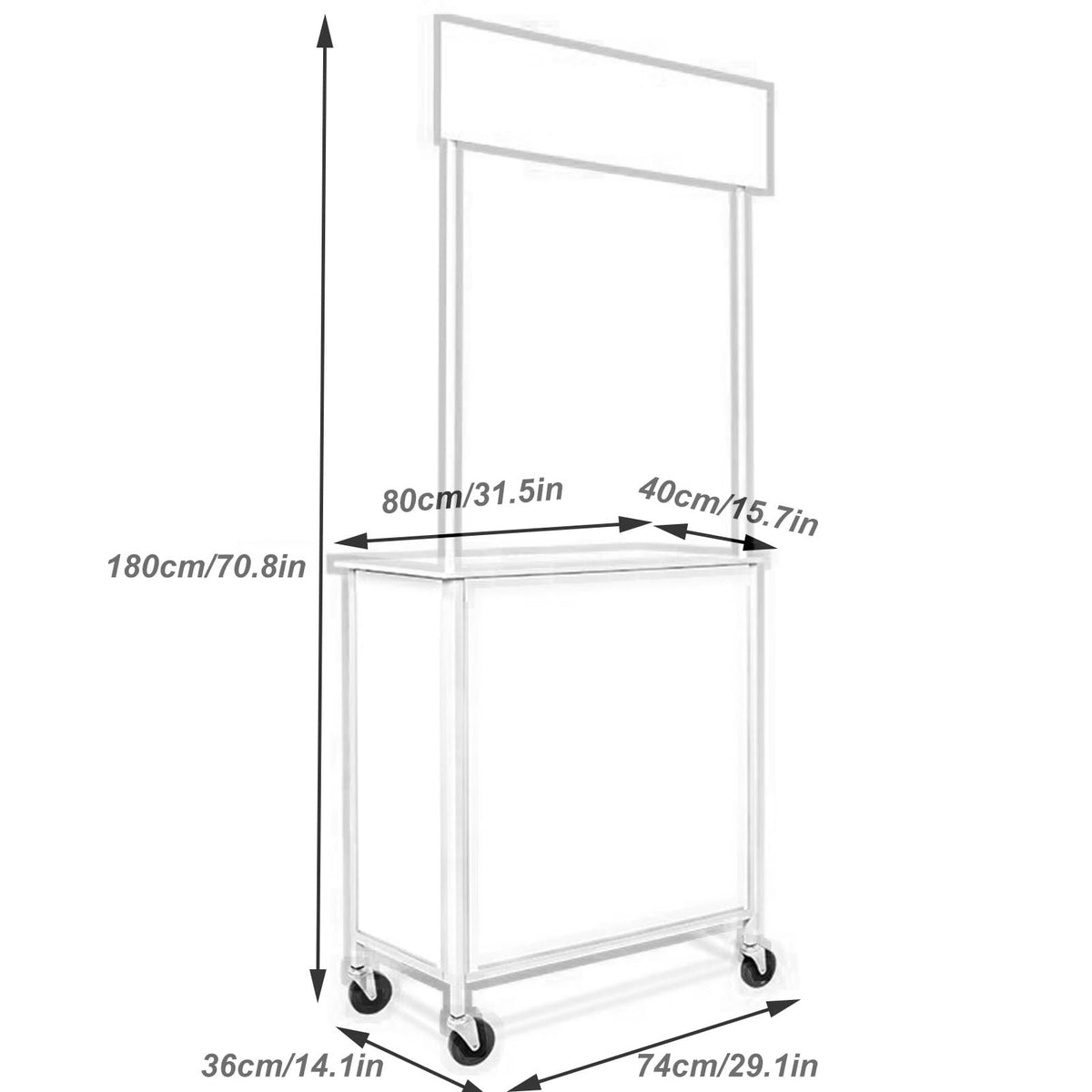 Portable Promotion Counter Reception Event Desk Front Desk Podium Table Trade Show Display Counter Speech Stand,Supermarket Tasting Table Booth Banner Advertising Stand (PVC, 74 x 36 x 83 cm)