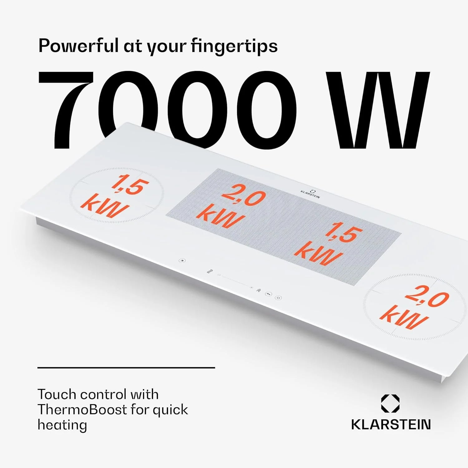Klarstein Płyta indukcyjna, płyta kuchenna z ceramiki szklanej, 7000 W, płyta indukcyjna z 4 płytami, płyta indukcyjna do zabudowy z ekranem dotykowym i timerem, nowoczesne płyty grzewcze z
