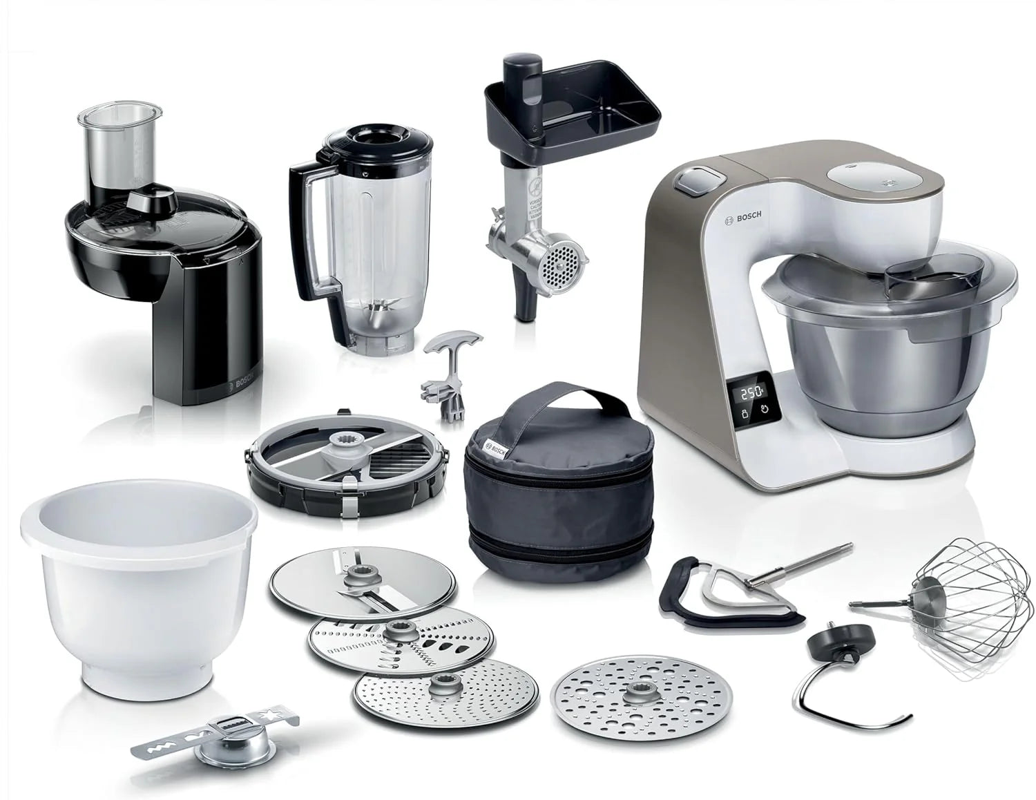 Bosch Robot kuchenny Serie 4 MUM5XL74, 1000 W, wbudowana waga i timer, 3,9 l misa, bogaty zestaw akcesoriów