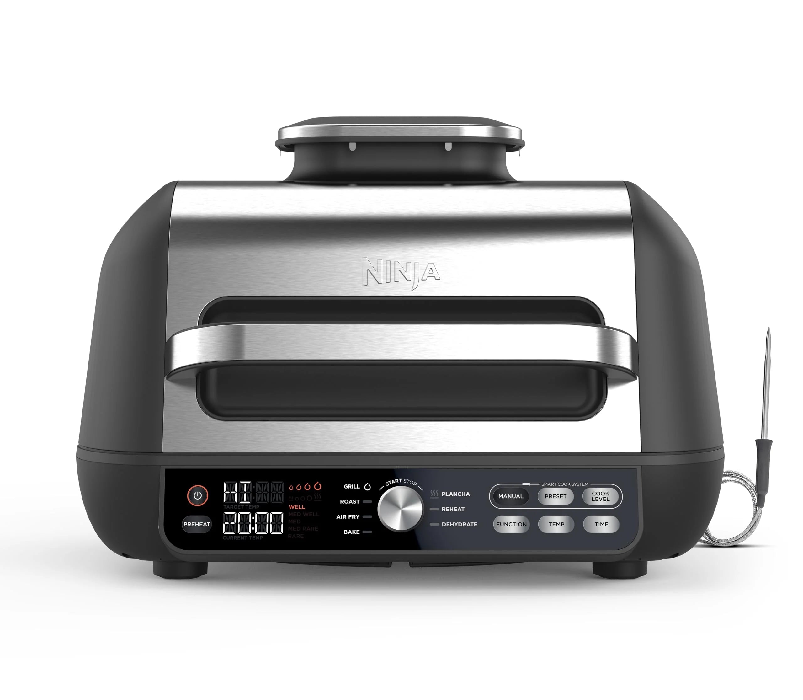 Ninja Foodi Grill i Frytkownica beztluszczowa, 5,7 l, smażenie bez oleju, grilowanie, pieczenie, ciasta i więcej, 5 funkcji gotowania, części bezpieczne do mycia w zmywarce, czarno/srebrna, AG301EU