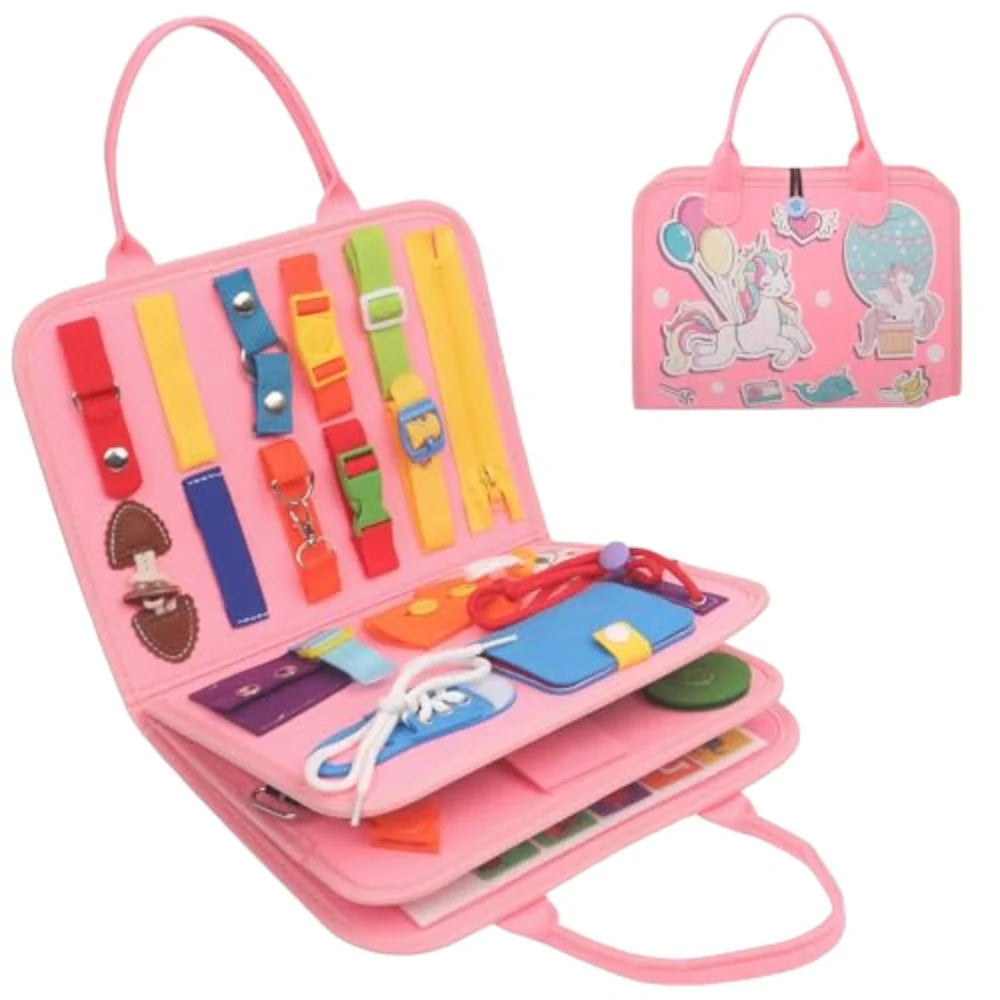 Busy Board 4 Layers, Fine Motor Skills, Travel Toy