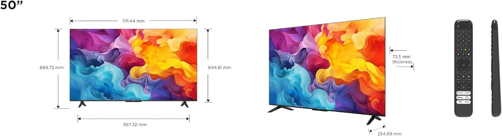 TCL Bezpośredni telewizor LED 50V6C 50 4K HDR Smart TV z Google TV (Dolby Audio, Motion Clarity, kompatybilny z Google Assistant & Alexa)