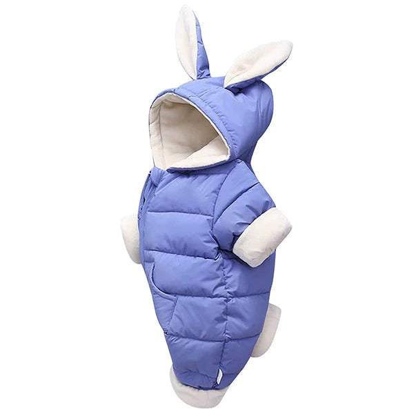 Baby Winter Hooded Romper Thick Rabbit Ear Jumpsuit
