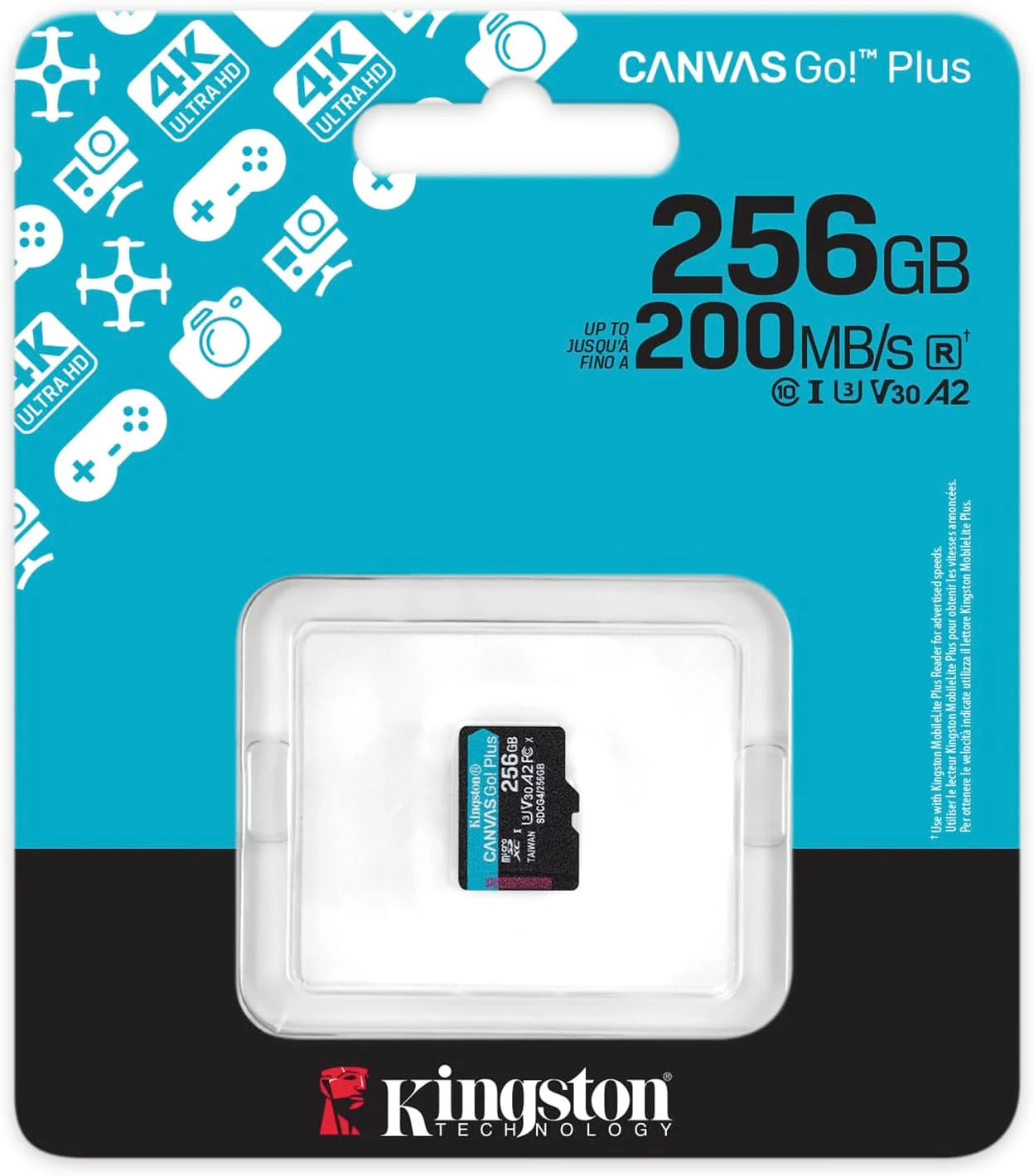 Kingston Canvas Go Plus karta pamięci microSDXC Gen4 200 MB/s A2 U3 V30 1 TB pojedyncze opakowanie bez karty ADP - SDCG4/1TBSP