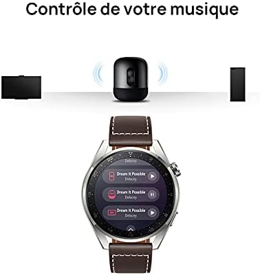 HUAWEI WATCH 3 Connected Watch 4G, Ekran dotykowy AMOLED, Ciągłe śledzenie zdrowia, Połączenia eSIM, GPS, 14 dni autonomii, współpracuje z iOS i Androidem, czarna bransoletka