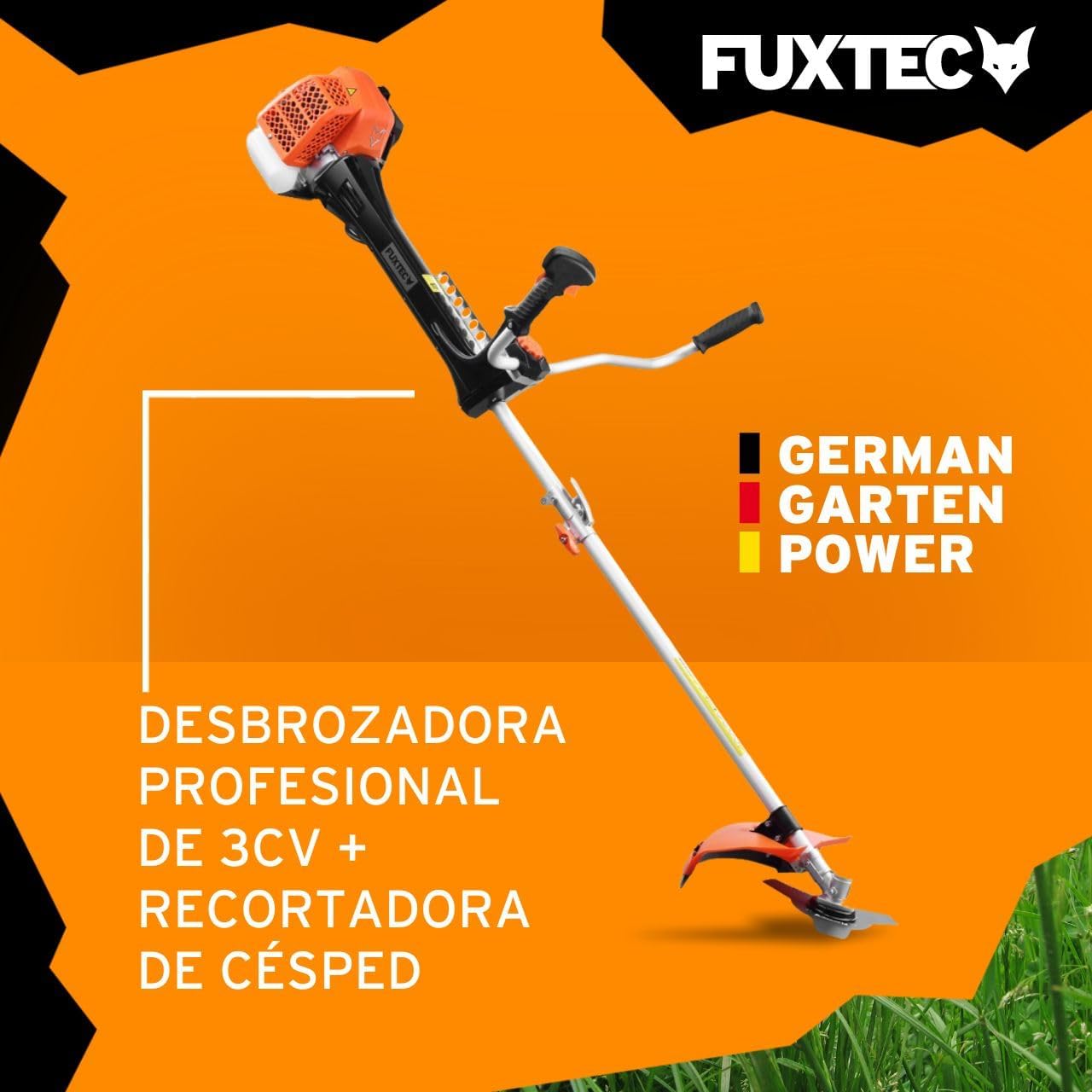 FUXTEC Profesjonalna podkaszarka spalinowa 62 cm3, 3,5 KM, narzędzie wielofunkcyjne 2 w 1, z paskiem na ramię, systemem antywibracyjnym, podkaszarką wielofunkcyjną, silnikiem 2-suwowym