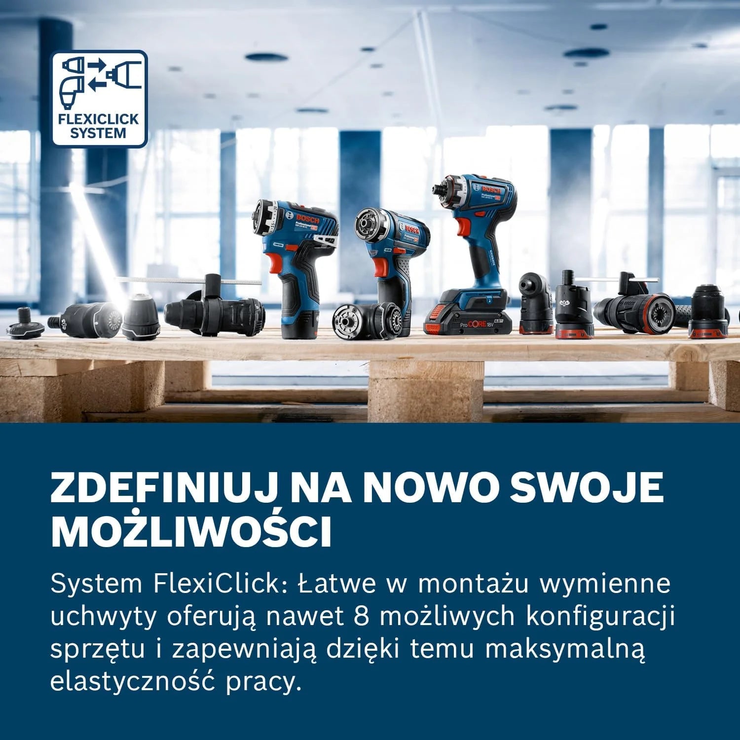 Bosch Professional system 12V: akumulatorowa wiertarko-wkrętarka GSR 12V-35 FC (2 akumulatory GBA 12V 3.0Ah, szybka ładowarka GAL 12V-40, 4 wymienne uchwyty FlexiClick, walizka L-BOXX)