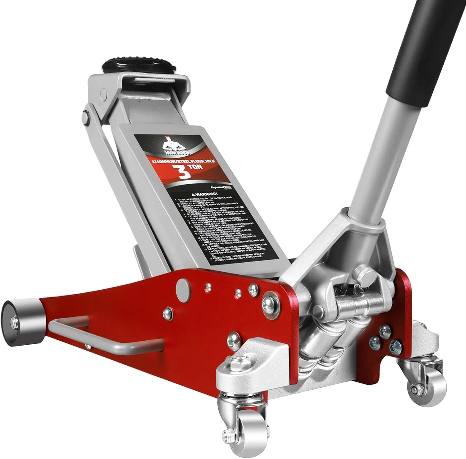 3 Ton Low Profile, Aluminum and Steel Racing Floor Jack with Dual Pistons Quick Lift Pump for Sport Utility Vehicle, Lifting Range 3-15/16 min to 18-5/16 max, Red
