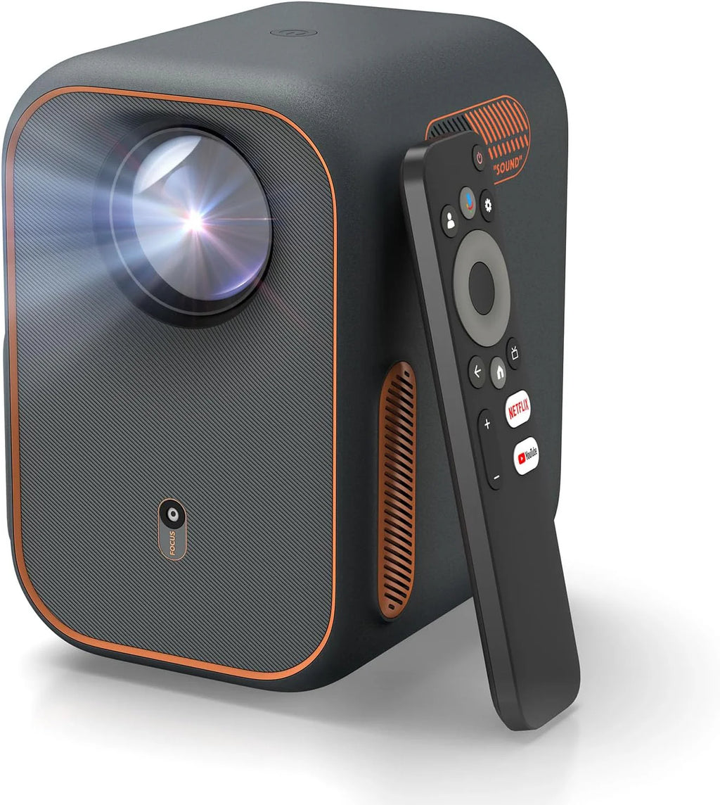 WEMAX Inteligentny Projektor Google TV 1080P Full HD, Obsługa 4K, 320 ISO Lm, MEMC Płynność na Mecze 2026, Auto Focus i Keystone, Omijanie Przeszkód, HDR10, Dolby Audio, WiFi 5G, Bluetooth