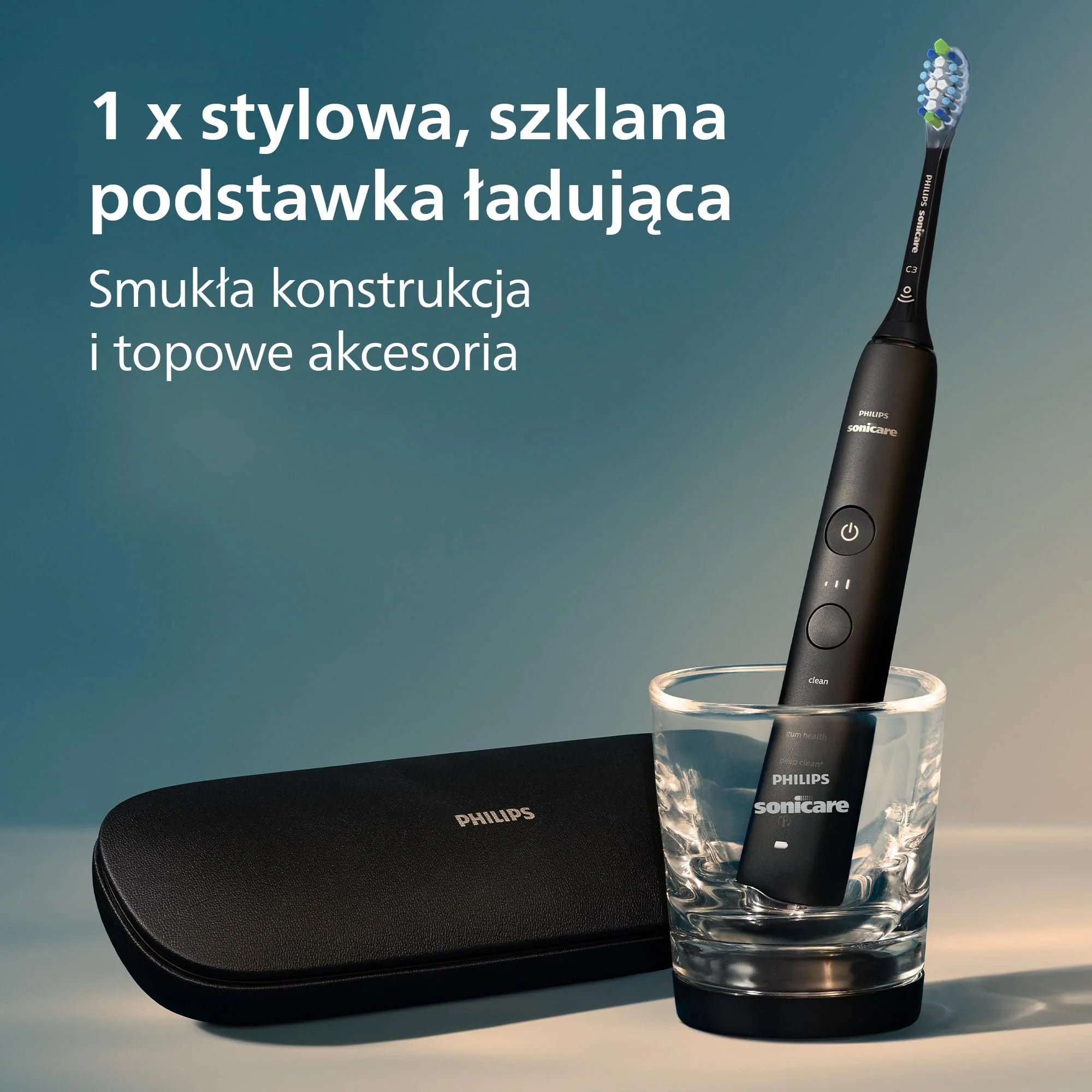Szczoteczka elektryczna Philips Sonicare DiamondClean 9000, podwójne opakowanie, szczoteczka soniczna z aplikacją, czujnik nacisku, szklanka do ładowania, kolor czarny i Rosegold, model HX9914/61