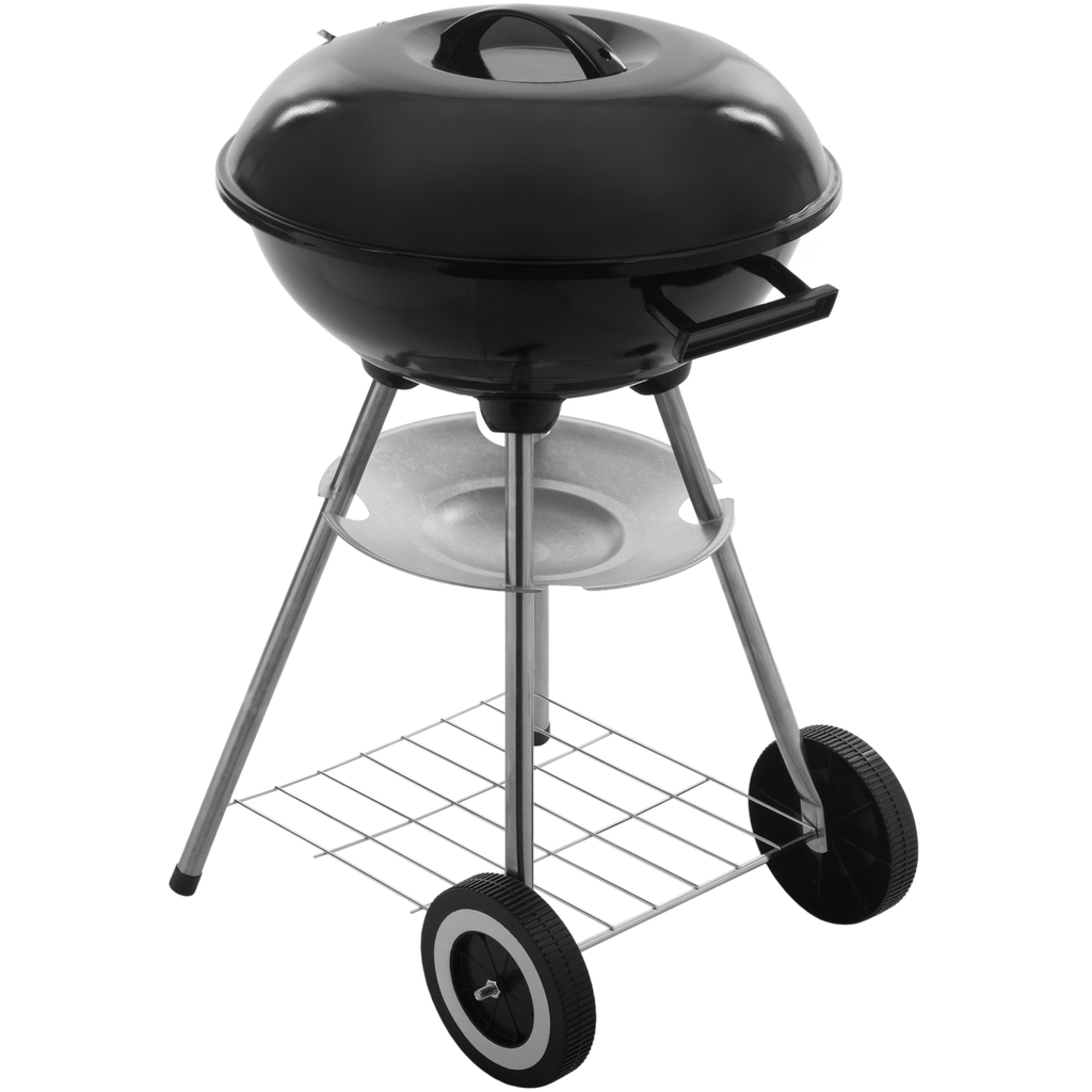 Primematik - 41x70cm okrągły grill węglowy z pokrywką i kółkami do ogrodu i na kemping Kh51000