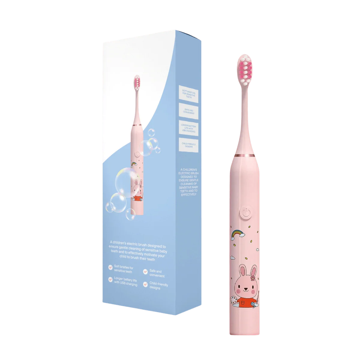 Electric Toothbrush Kids with Bear, Giraffe, Crocodile Rabbit Design