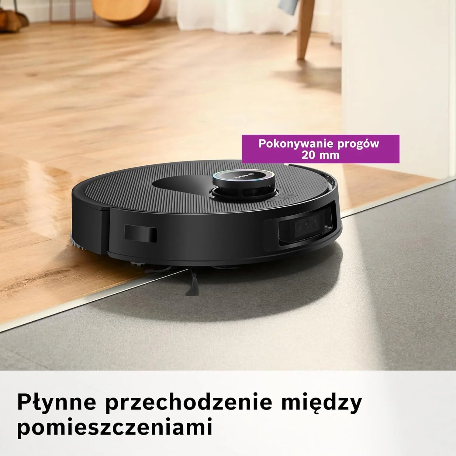 Bosch Spotless Max Robot sprzątający z funkcją mopowania, moc ssania 11 000 Pa, wysuwana nakładka mopującą, stacja czyszczącą, nawigacją Smart Vision, aplikacja Bosch Home Connect, BCRDW3B, czarny