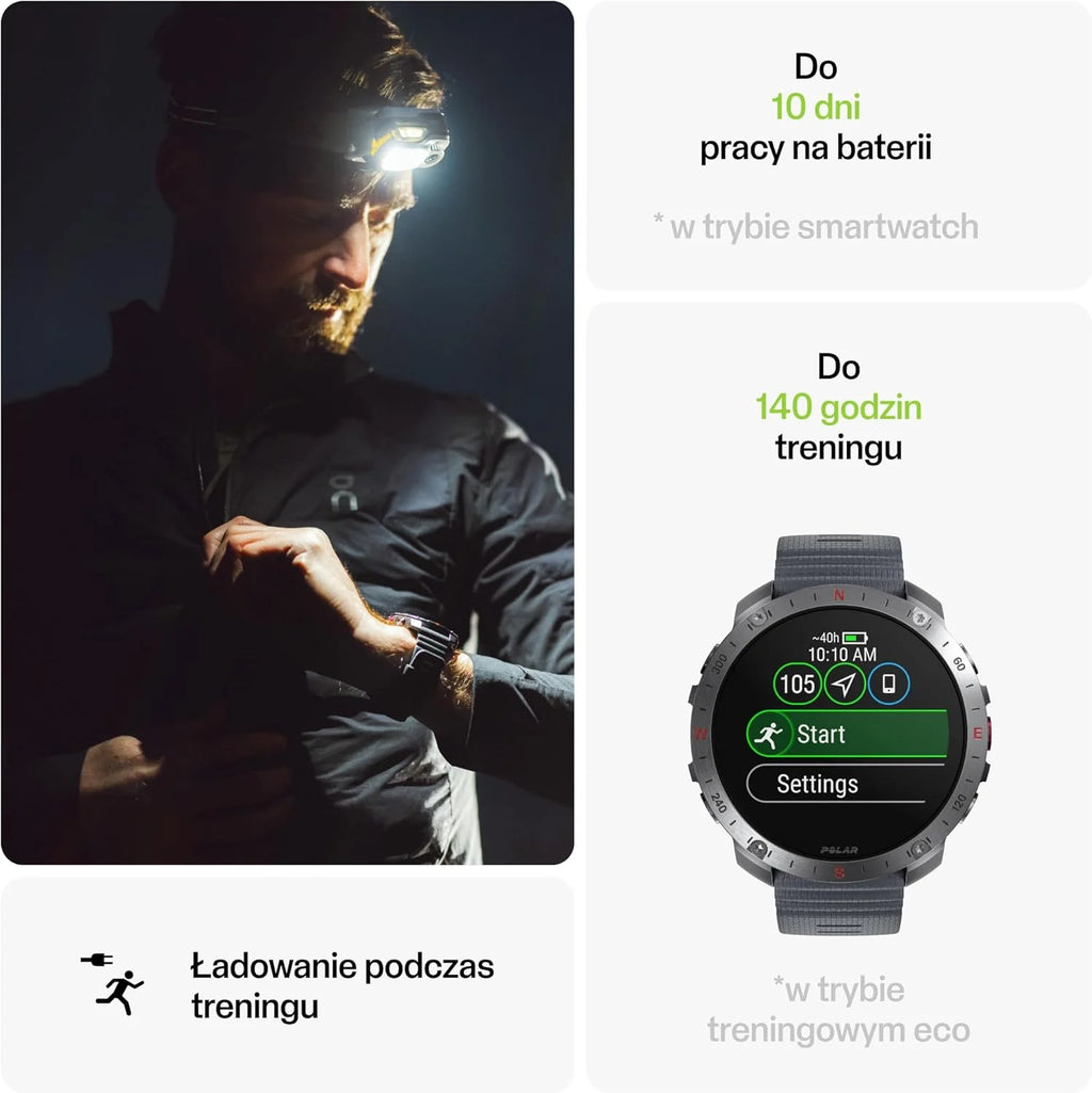 Polar Grit X2 Pro z GPS klasy premium – wytrzymały zegarek outdoorowy. Zaawansowana nawigacja i monitorowanie danych, sensor tętna i inne bioczujniki zaprojektowane dla najlepszej wydajności