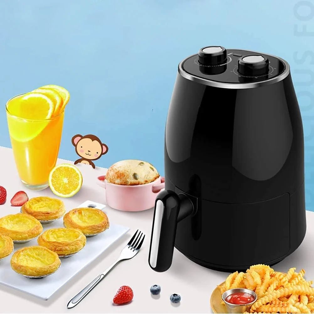 Frytkownica powietrzna o mocy 1230 W, wykorzystuje zasadę grzania z cyrkulacją powietrza, Kuchenka bezolejowa z inteligentnym pokrętłem jest łatwa w obsłudze, Mini frytownica domowa może być używana