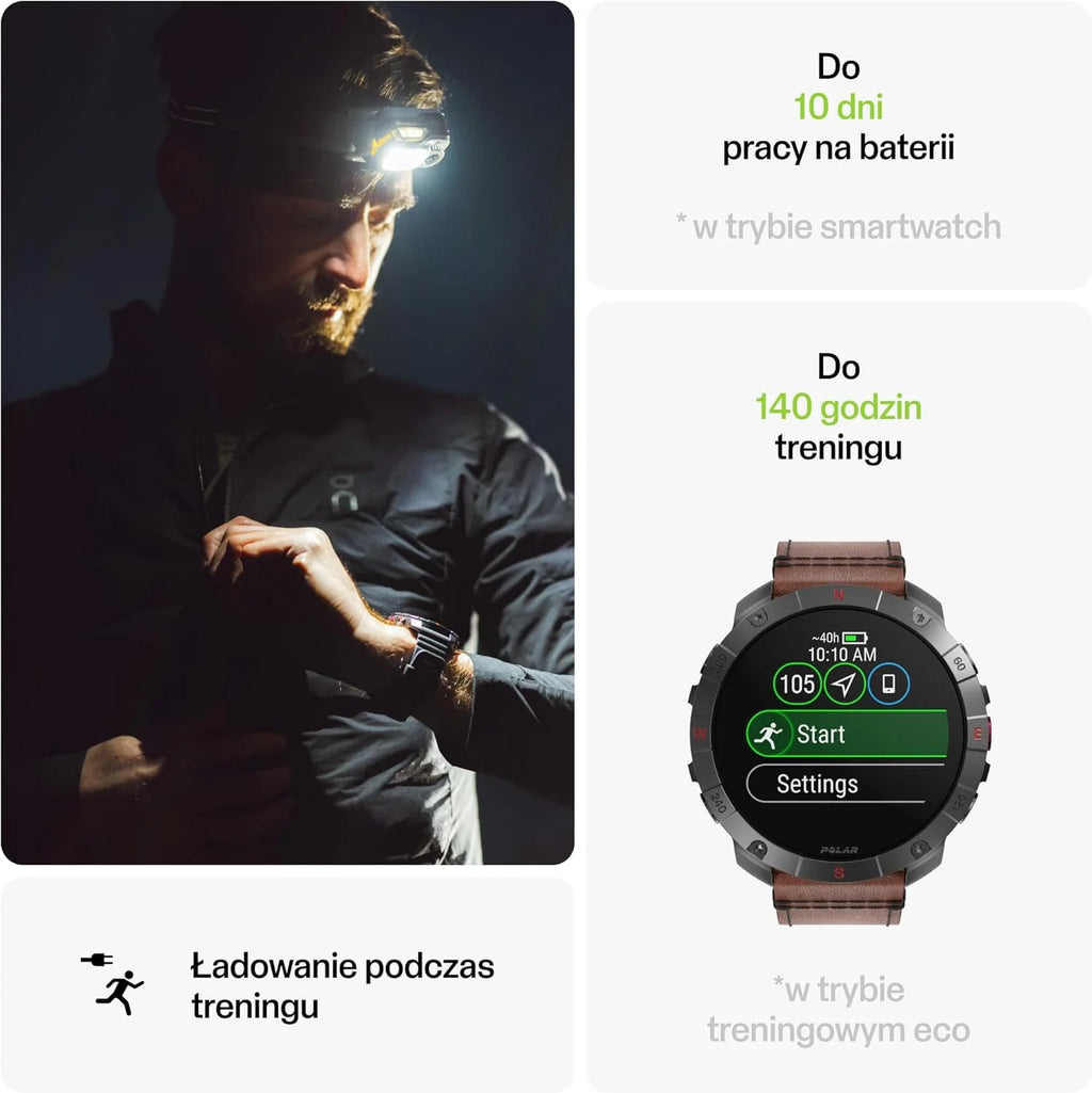 Polar Grit X2 Pro z GPS klasy premium – wytrzymały zegarek outdoorowy. Zaawansowana nawigacja i monitorowanie danych, sensor tętna i inne bioczujniki zaprojektowane dla najlepszej wydajności
