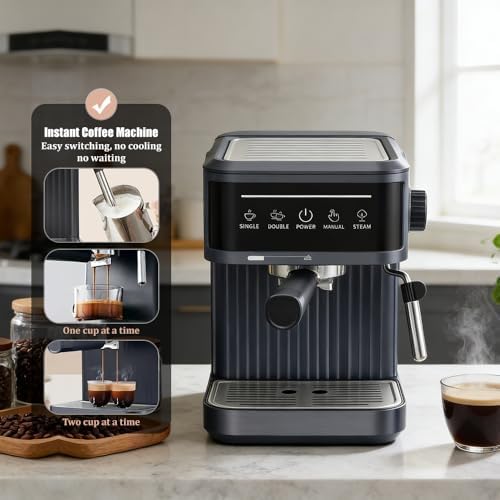 20 Bar Espresso Machine Ekran dotykowy, Zintegrowany Frother mleka do lade i Cappuccino, 1,8L Wyjmowany zbiornik na wodę, półautomat Auto ekspres do kawy z pompą wysokociśnieniową do użytku domowego