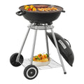 Barbacoa Redonda De Carbón Apricena Con Tapa 80x49x47cm - Czarny [casa.pro]