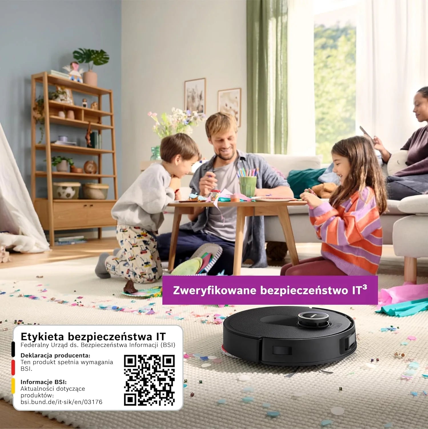 Bosch Spotless Max Robot sprzątający z funkcją mopowania, moc ssania 11 000 Pa, wysuwana nakładka mopującą, stacja czyszczącą, nawigacją Smart Vision, aplikacja Bosch Home Connect, BCRDW3B, czarny