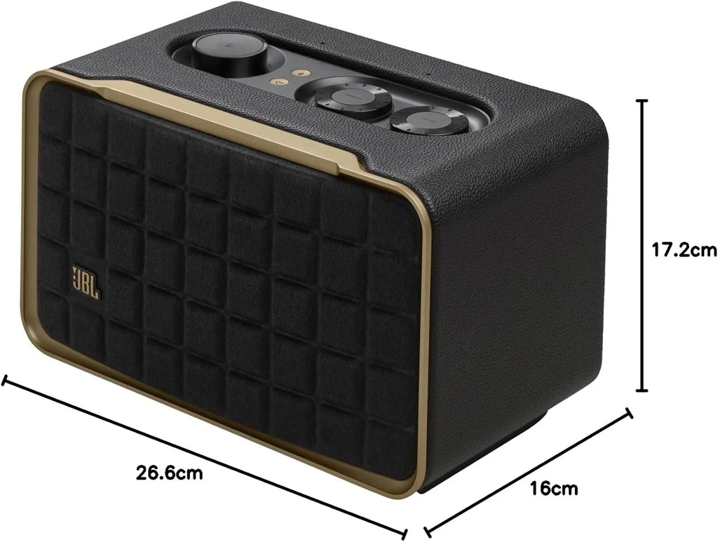 JBL Authentics 300, Głośnik Bezprzewodowy, 8h Odtwarzania, z Wbudowanym Wi-Fi, Bluetooth, Dźwiękiem Stereo i Mocnym Basem, Kompatybilny z Alexa i Google Home, w Stylu Retro