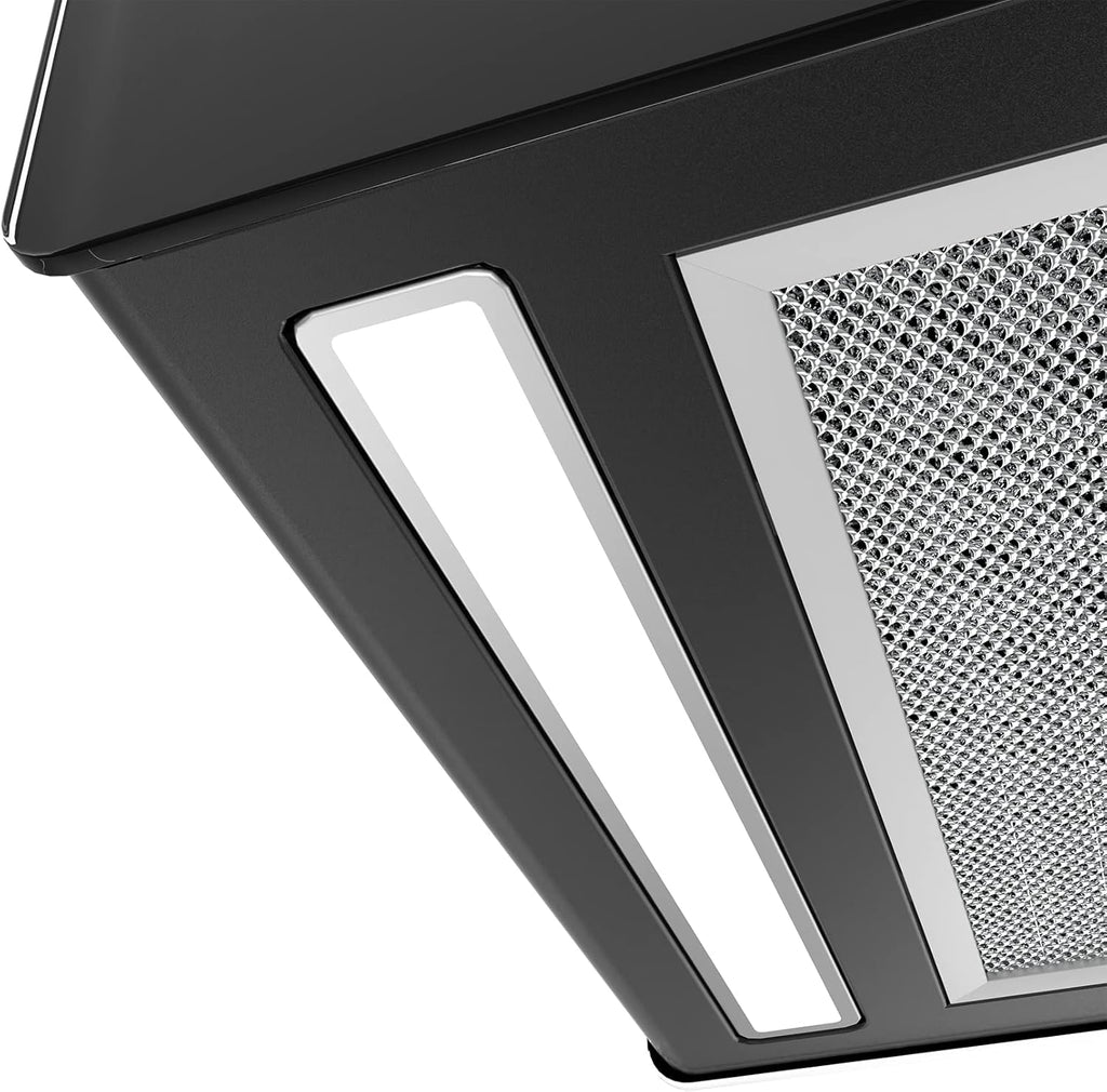 CIARRA CBCB4850 A+++ Okap wyspowy, obiegowy wiszący, 48 cm, 700 m³/h, z inteligentną aplikacją Wi-Fi, 4 poziomy prędkości, funkcja turbo, przednia szyba szklana, w zestawie filtr węglowy CBCF003