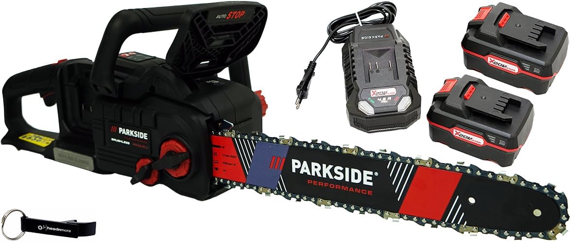HEADNMORE® Bundle – PARKSIDE PERFORMANCE® 40 V akumulatorowa piła łańcuchowa PPKSA 40-Li B2 (w zestawie 2 akumulatory 4 ah) + breloczek do kluczy