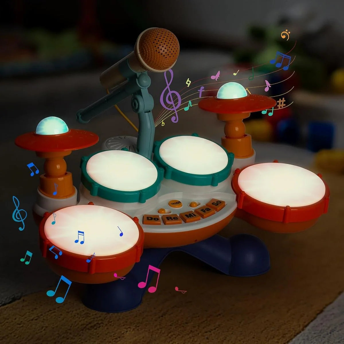 Drum Set Musical Instrument for Toddlers 1-2 Years, 3-in-1 Percussion