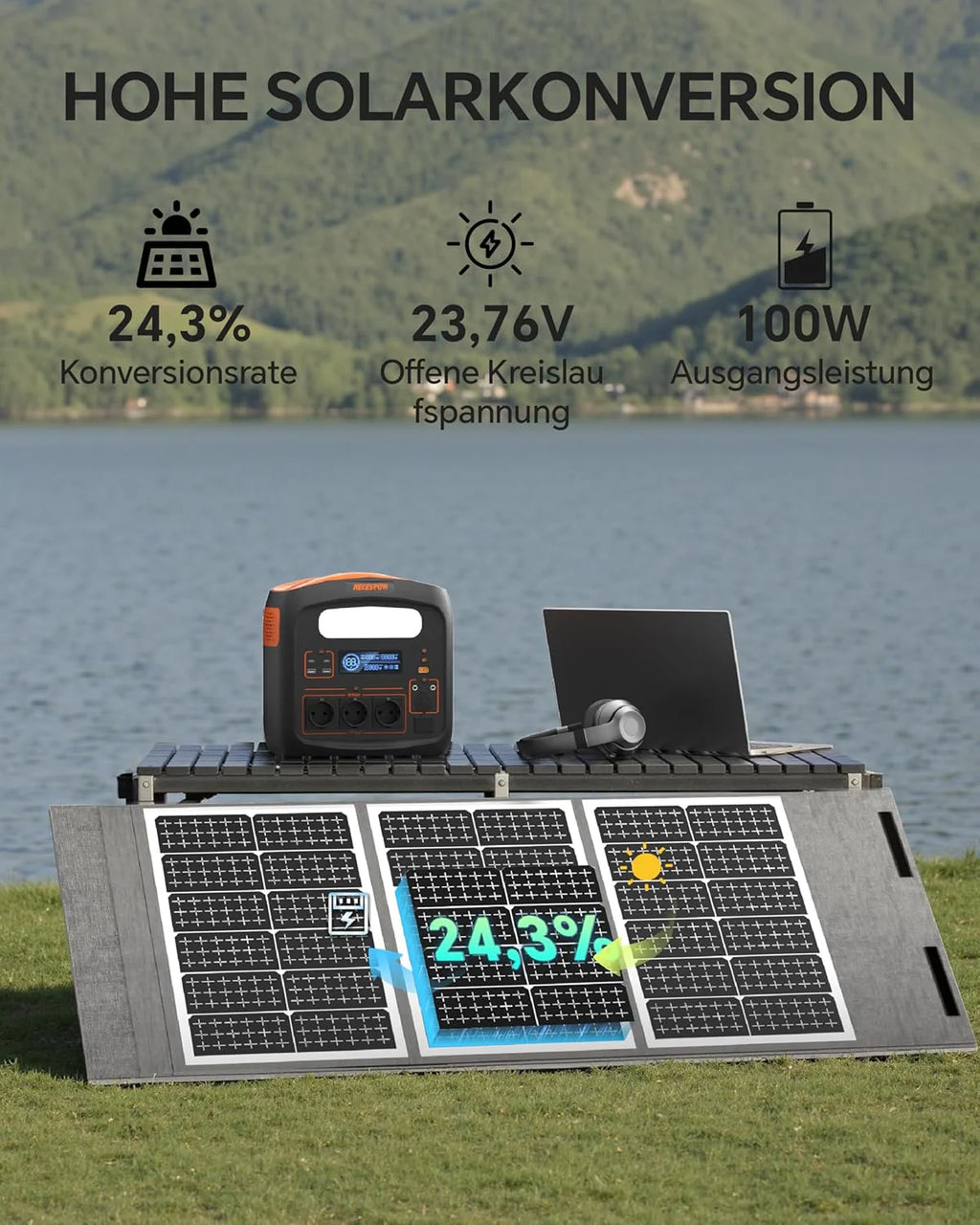 Generator solarny N1200 z panelem słonecznym 200 W, przenośna stacja zasilająca 1102,5 Wh, gniazdka 1200 W AC, generator solarny PD100 W, baterie LiFePO4, na kemping, do kamperów, awarii