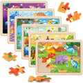 Wooden Jigsaw Puzzles for Kids 6 Themes Design, 60 Pieces Each