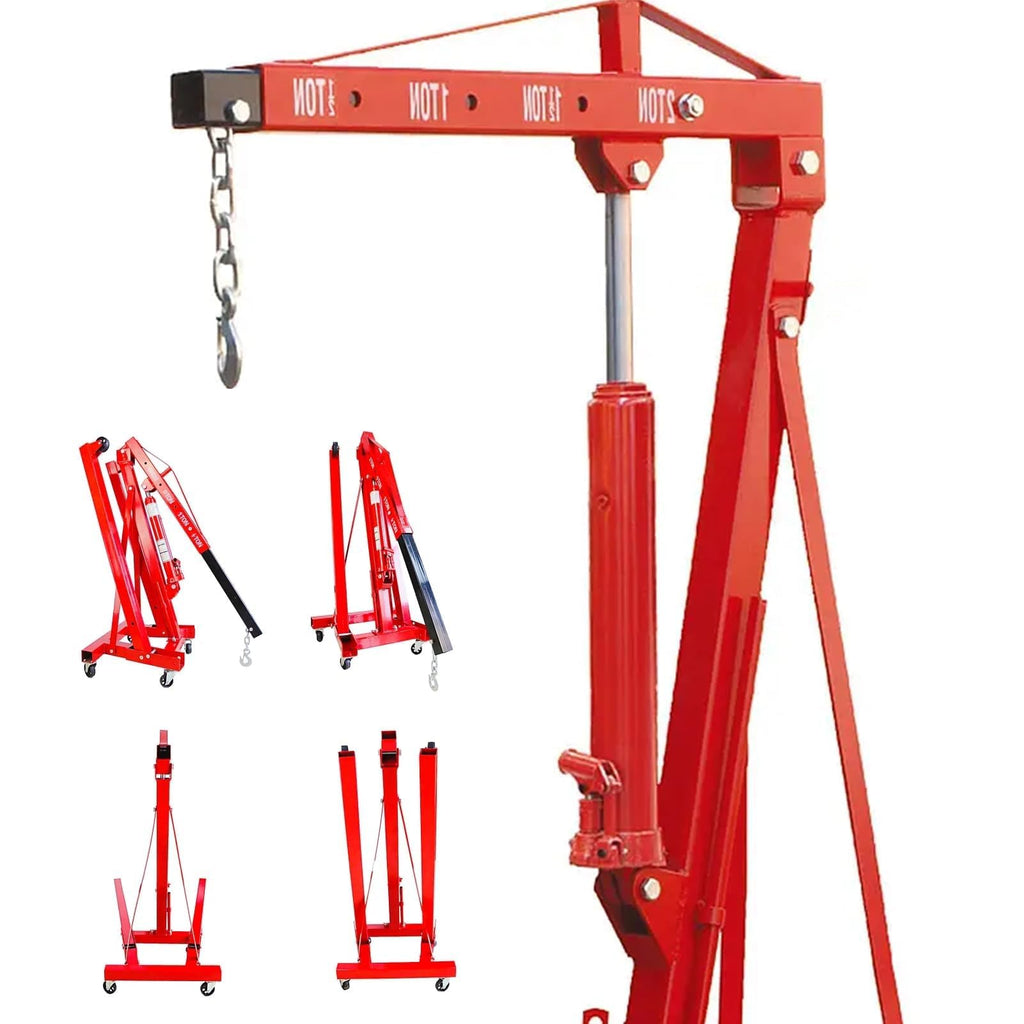2 Ton Hydraulic Engine Hoist Crane, 4400LBS Folding Cherry Picker