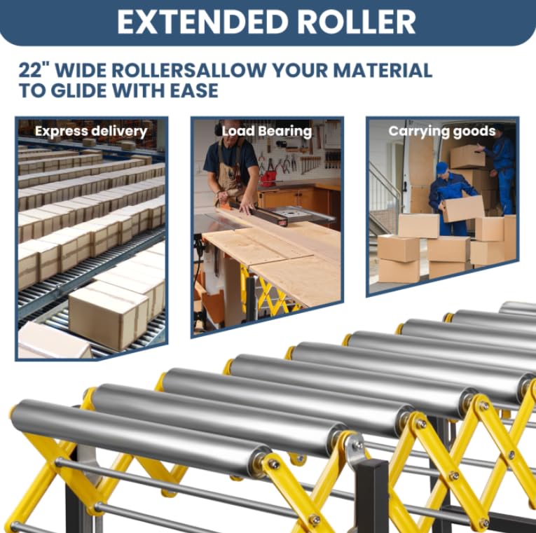 660 LBS Roller Conveyor Table, Expandable Adjustable Conveyor Rollers Stand