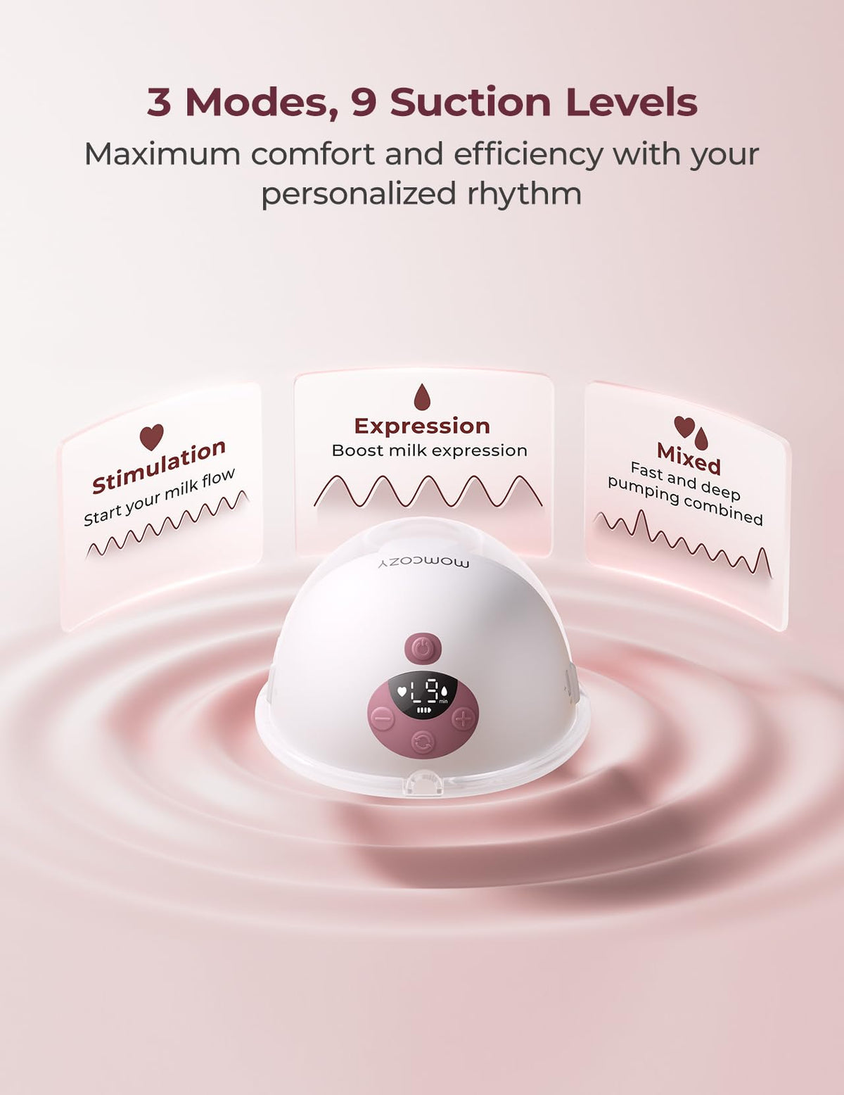 Momcozy M5 Lite Hands-Free Wearable Breast Pump, DoubleFit Flange for Baby-Like Comfort, 3 Modes & 9 Suction Levels, No Flange Insert or Hard Carry Case, 24mm, 2-Pack, Cozy Red