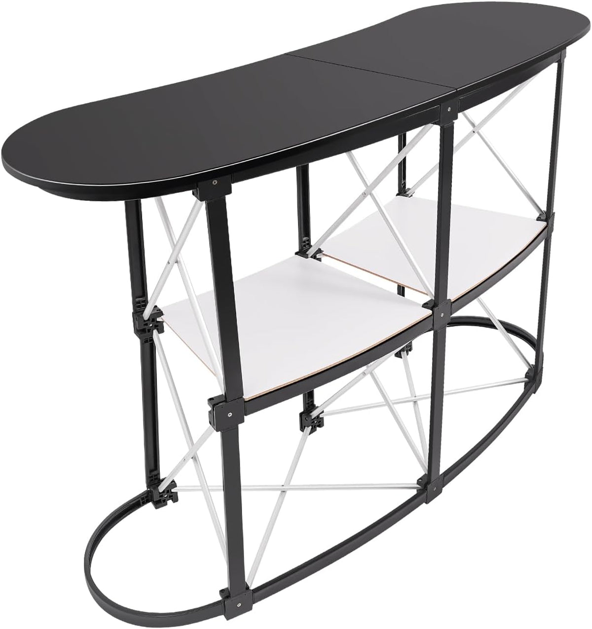 Portable Trade Show Counter, Foldable Reception Desk, Foldable Promotion Retail Bar with Storage Rack, Trade Show Display Speech Stand, 52Ã16Ã35inch 154.32lbs