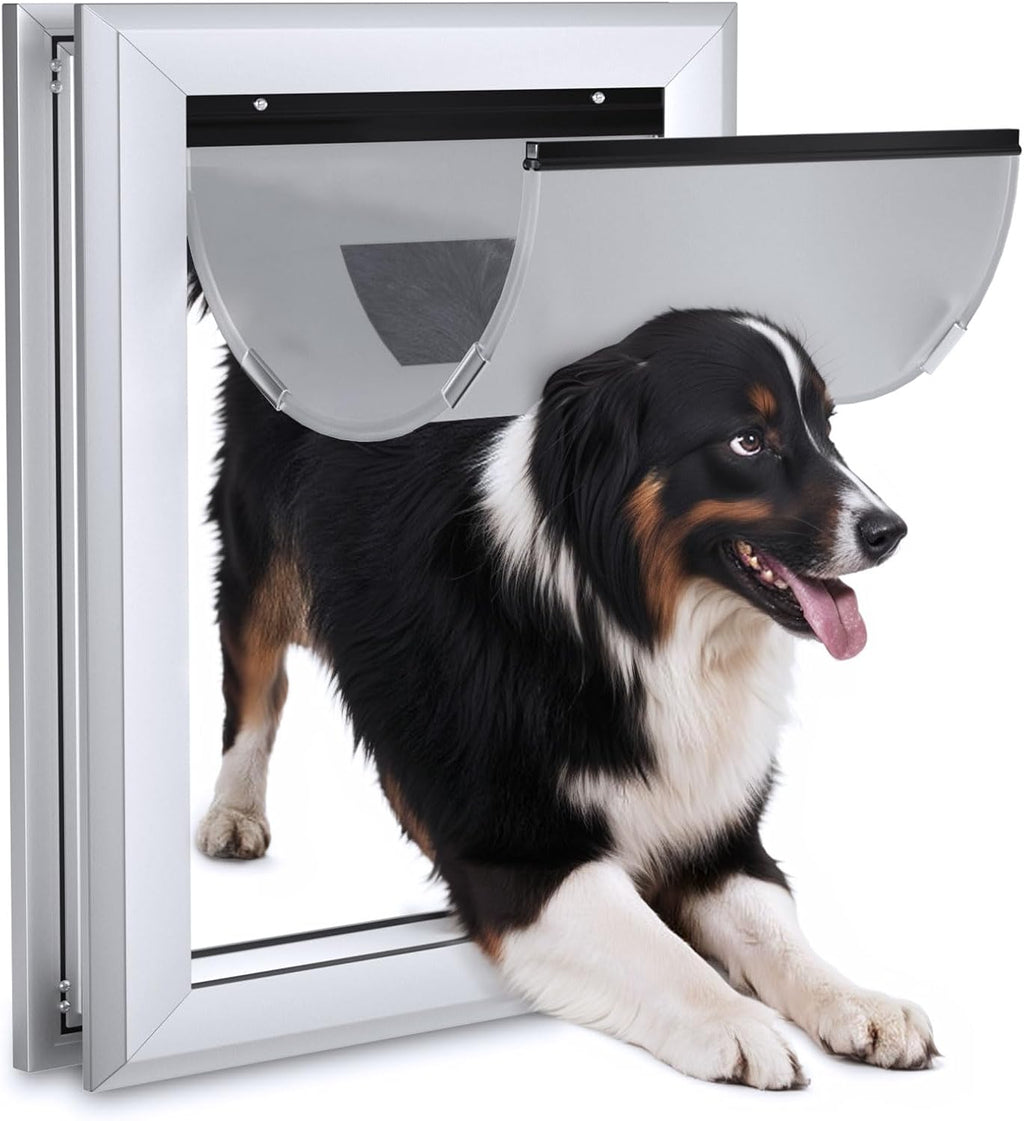 Ownpets Aluminum Dog Door for Large Dogs, Lockable & Weatherproof