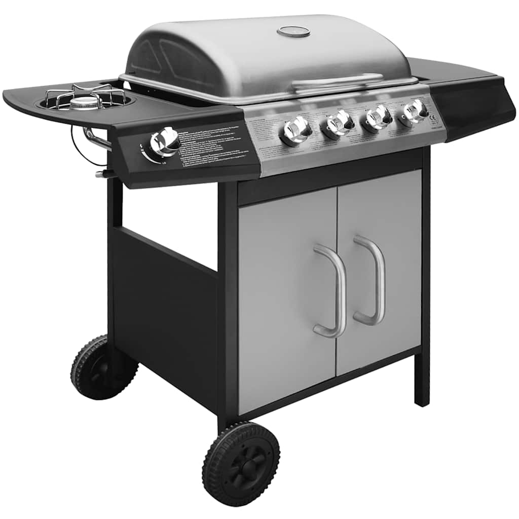Grill gazowy 2026, 4+1 strefy gotowania, czarno-srebrny, V8143