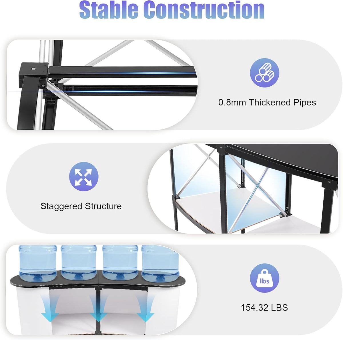 Portable Pop Up Counter Podium, Free-Standing Foldable Top Trade Show Display Table, Trade Show Reception Desk for Hotels Shops Shopping Malls Halls, 51.97 * 15.75 * 35.43inch