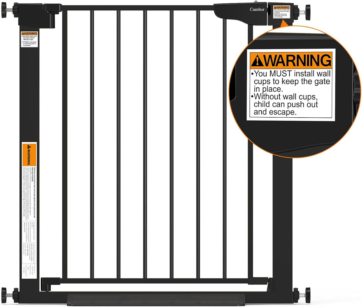 Cumbor 30-46" Baby Gate for Stairs, Auto Close Dog Gate for the House Black