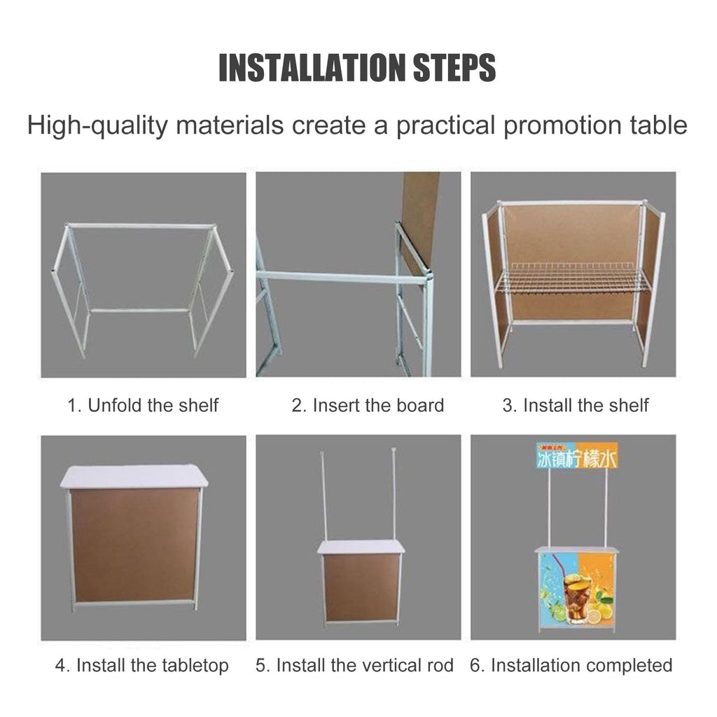 Folding Counter Table, Portable Reception Event Desk, Exhibition Stand for Trade Show Display, Commercial Supermarket Booth Kiosk, Advertising Podium