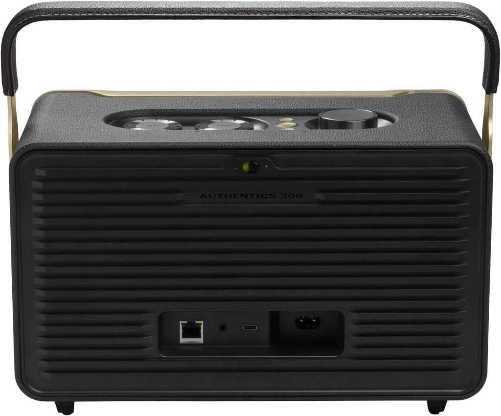 JBL Authentics 300, Głośnik Bezprzewodowy, 8h Odtwarzania, z Wbudowanym Wi-Fi, Bluetooth, Dźwiękiem Stereo i Mocnym Basem, Kompatybilny z Alexa i Google Home, w Stylu Retro
