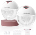 Momcozy M5 Lite Hands-Free Wearable Breast Pump, DoubleFit Flange for Baby-Like Comfort, 3 Modes & 9 Suction Levels, No Flange Insert or Hard Carry Case, 24mm, 2-Pack, Cozy Red