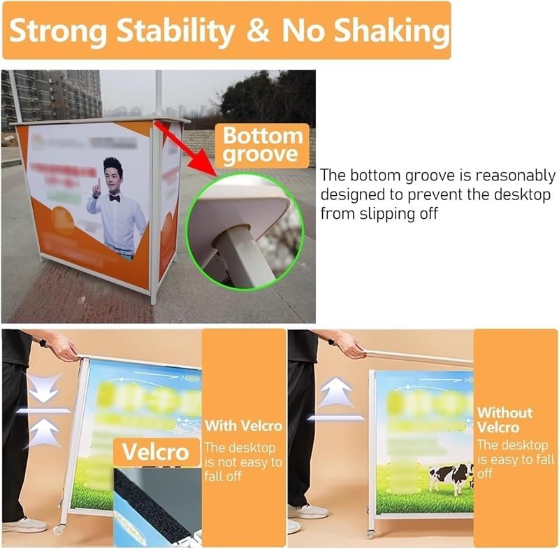 Mobile Portable Promotion Counter Table, Display Exhibition Counter Stand Booth Fair with Wall, Foldable Podium with Storage Rack/Carrying Bag