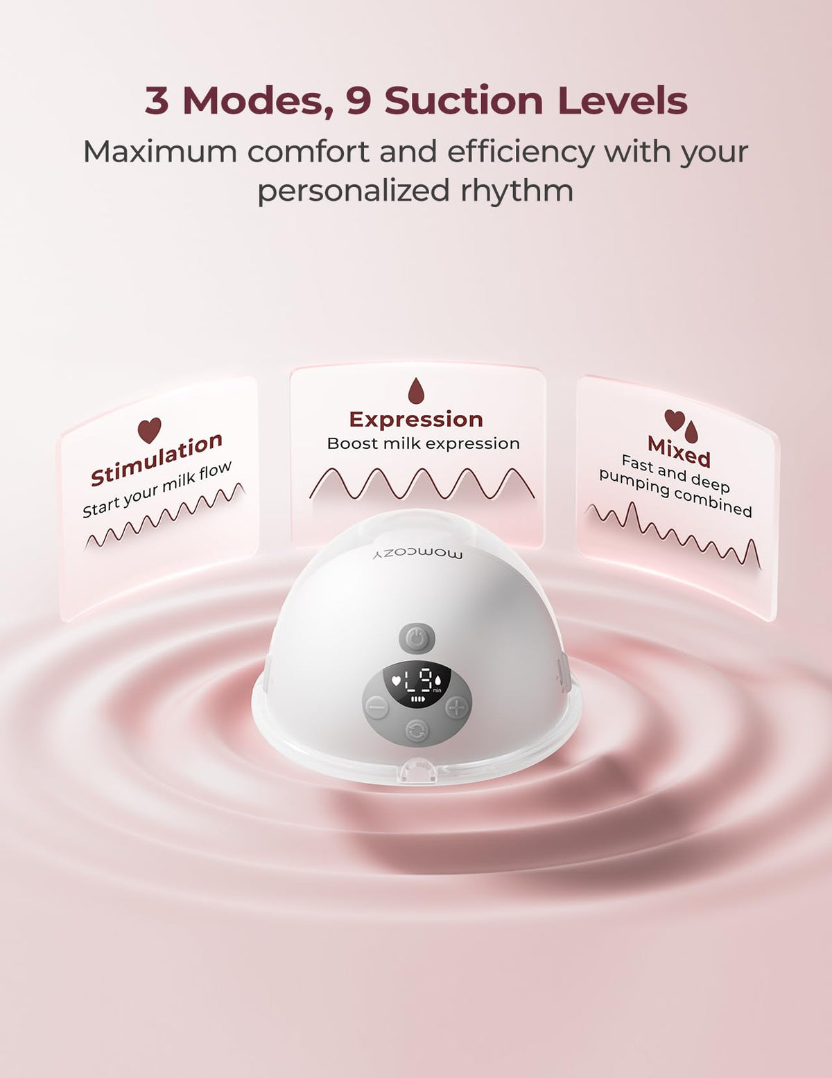 Momcozy M5 Lite Hands-Free Wearable Breast Pump, DoubleFit Flange for Baby-Like Comfort, 3 Modes & 9 Suction Levels, No Flange Insert or Hard Carry Case, 24mm, 2-Pack, Cozy Red