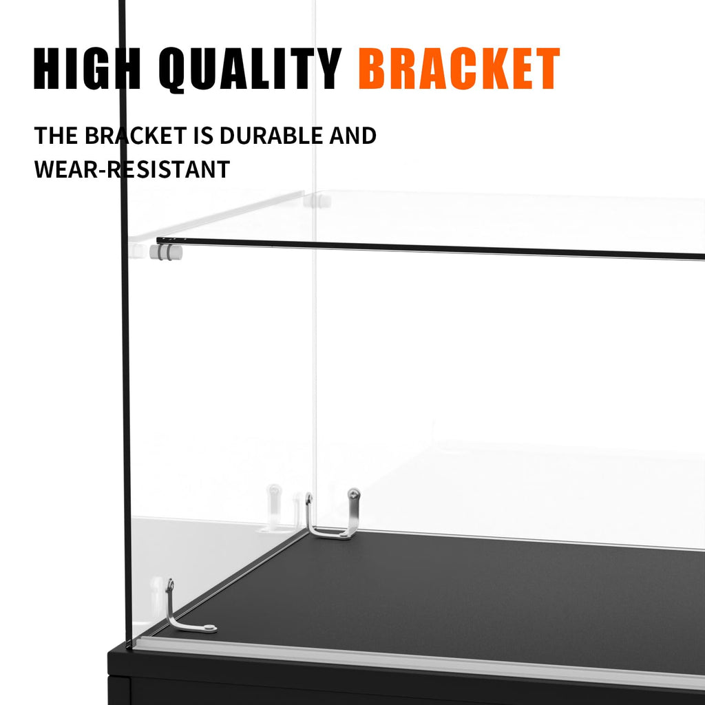 48" W x 17.9" D x 37.9" H - Black Full Vision Retail Display Case, Tempered Glass Display Cabinet with Glass Shelves and Storage Compartment,Storage Cabinets for Retail and Collectible Display
