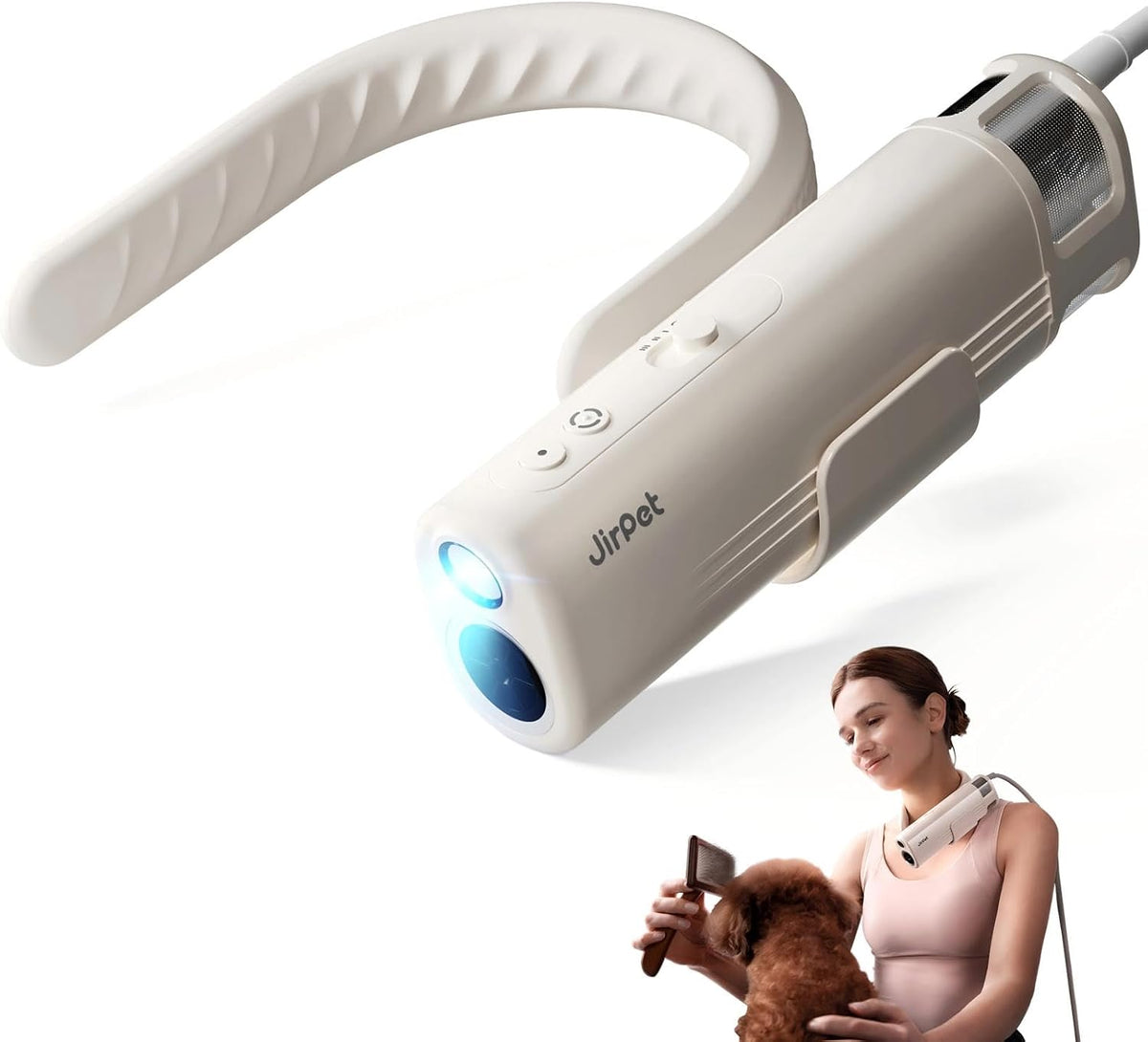 JirPet Neck Dryer for Pet Grooming, Hands-Free High Velocity Dog Dryer