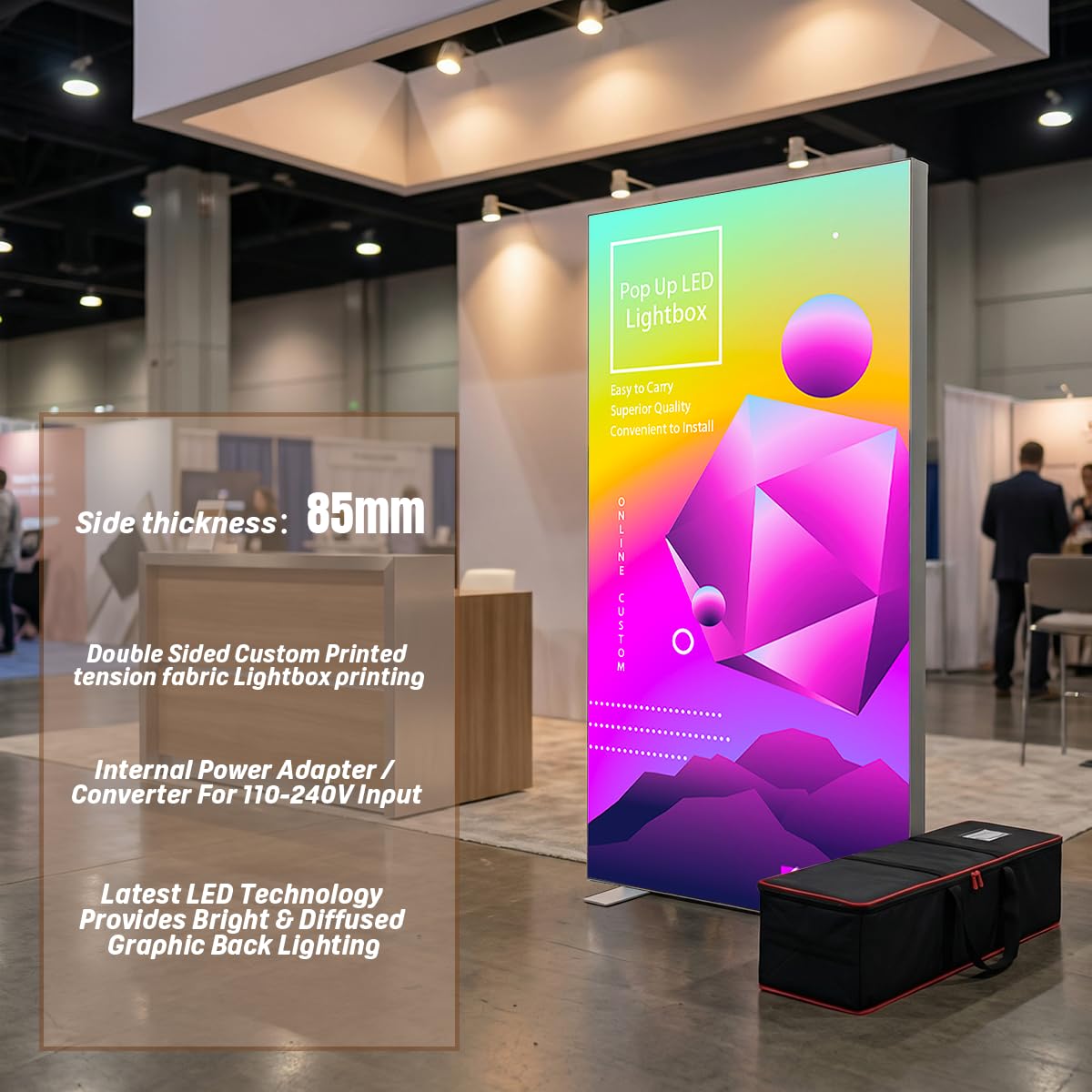 Custom Backlit Banner Stand Folding Pop Up LED Fabric Lightbox