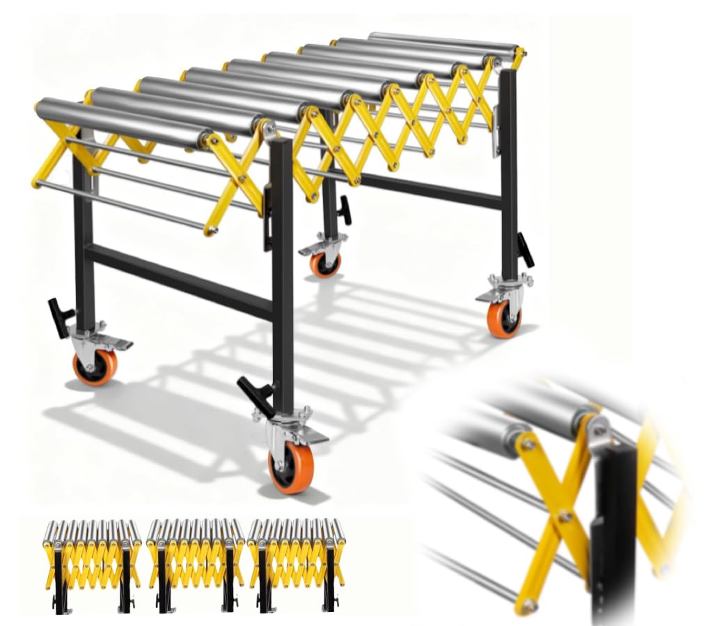 660 LBS Roller Conveyor Table, Expandable Adjustable Conveyor Rollers Stand