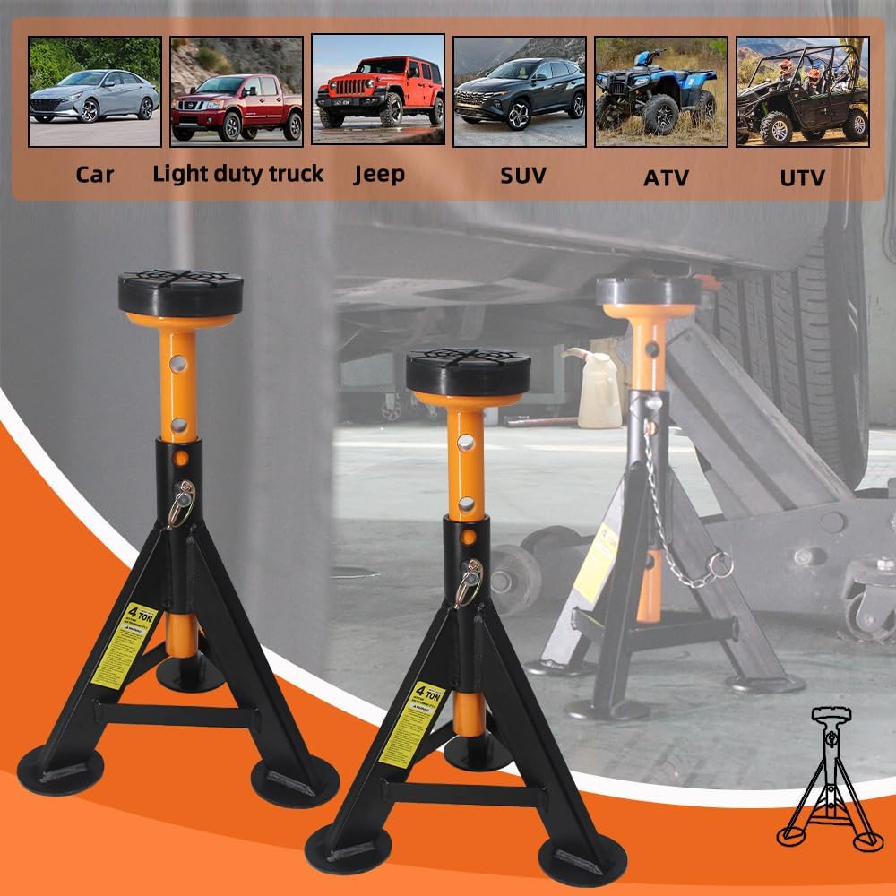 BESTOOL Jack Stands 4 Ton, Adjustable Car Jack Stand, 2 Pack