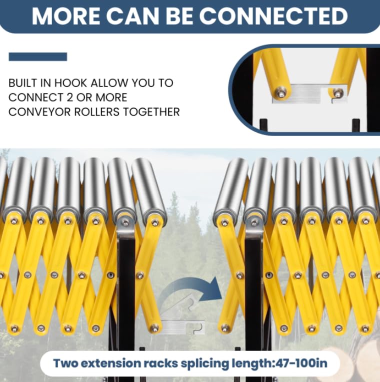 660 LBS Roller Conveyor Table, Expandable Adjustable Conveyor Rollers Stand