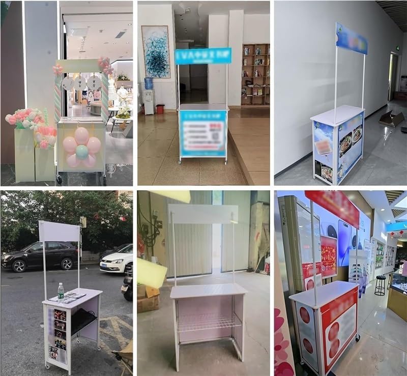 Mobile Portable Promotion Counter Table, Display Exhibition Counter Stand Booth Fair with Wall, Foldable Podium with Storage Rack/Carrying Bag