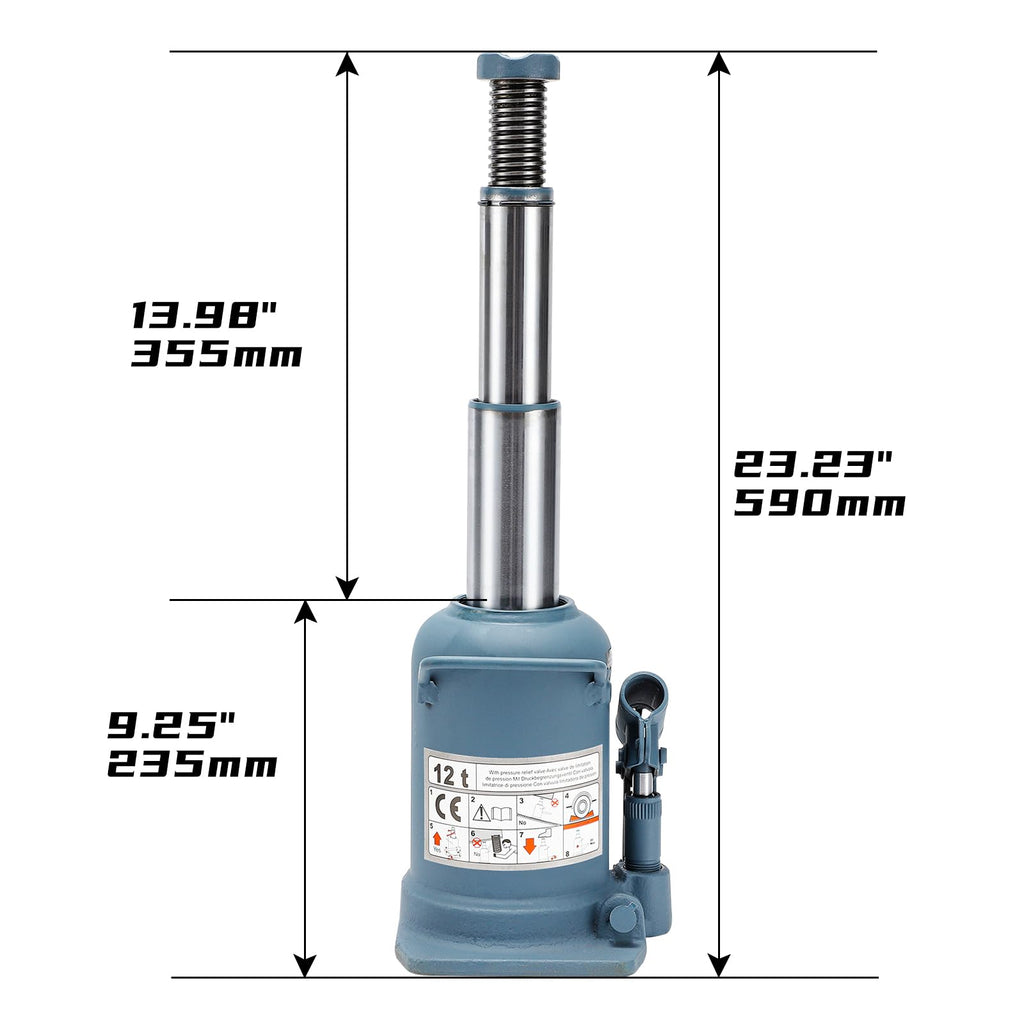 BAOSHISHAN 4 Ton Double Ram Bottle Jack 10.43" to 24" Lift Range